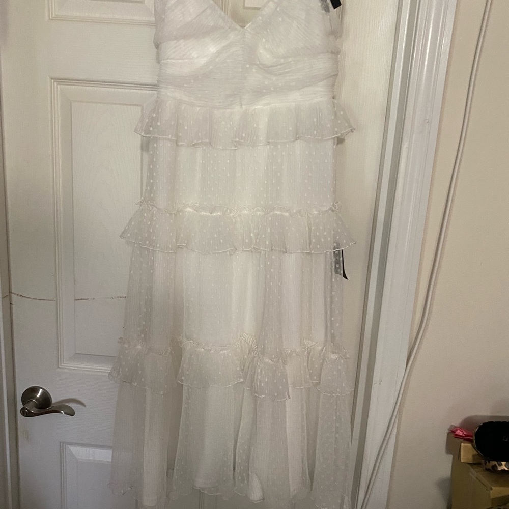 Lulu's White Swiss Dot Tiered Dress